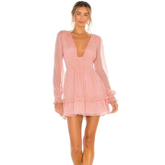 Lovers + Friends Arline Revolve Pink Silver Metallic Stripe Dress size small - Picture 1 of 10